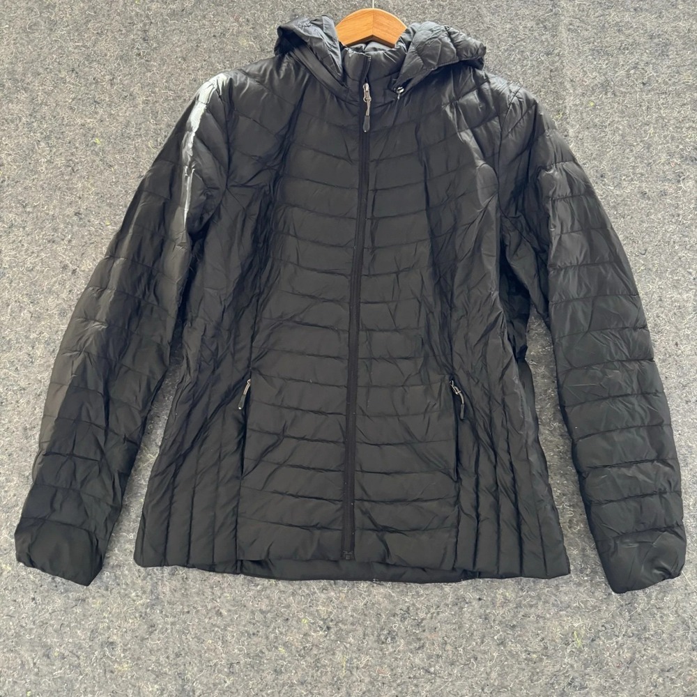 HEATKEEP Women's 2XL Black Packable Down Puffer Jacket Hooded Lightweight